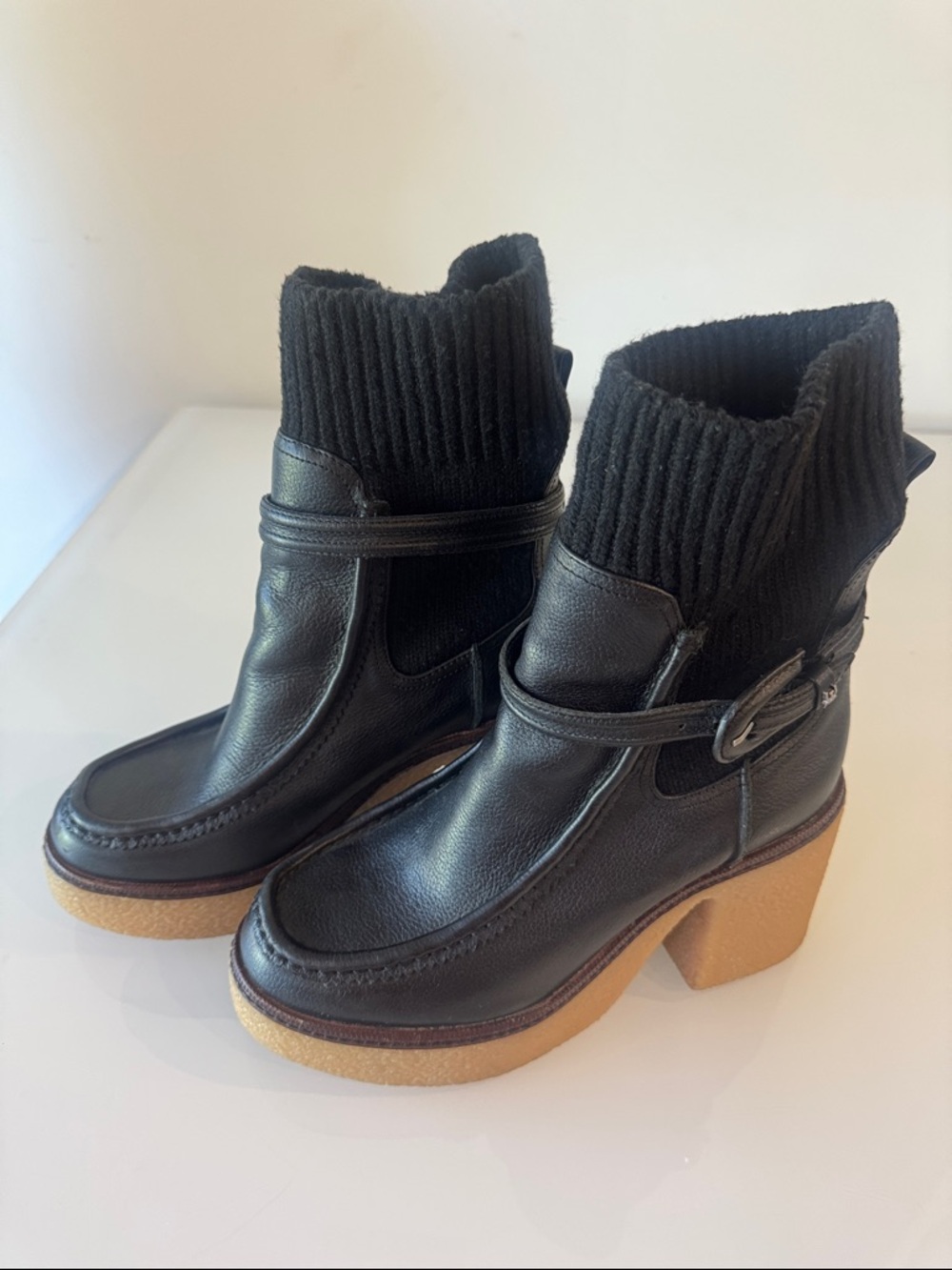 Sam Edelman Sidney Crepe Platform Sock Booties Size 8.5 - Picture 11 of 15